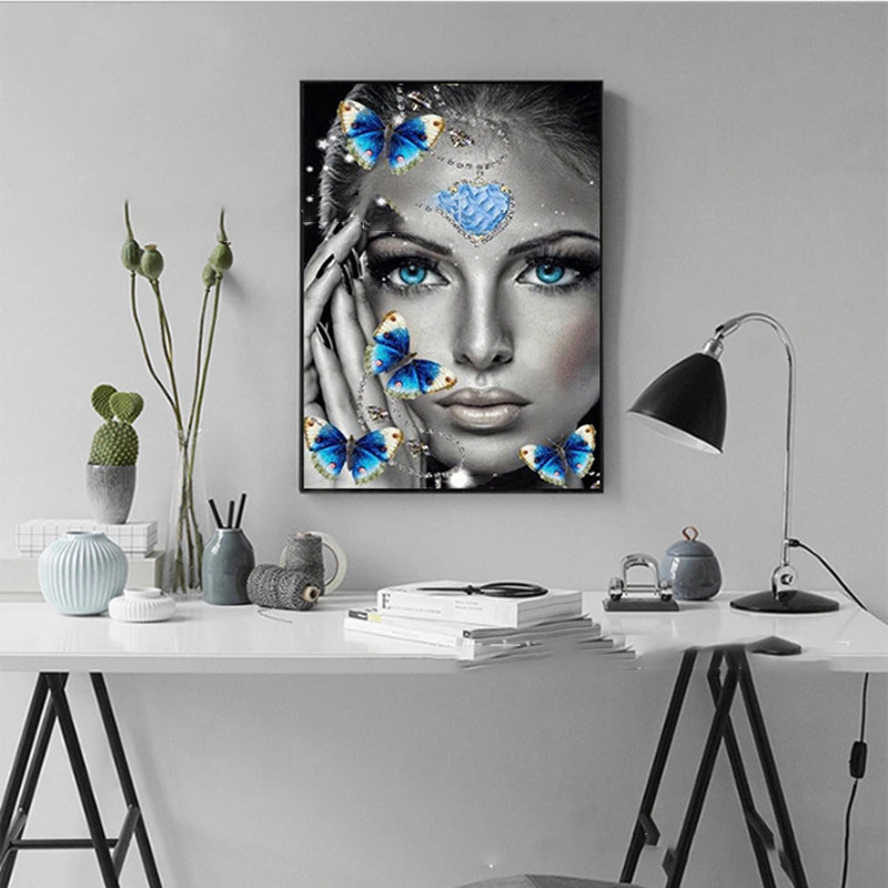 5D Diamond Painting Frau mit Blauen Augen