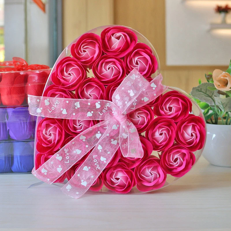 24 Rose Soap Soap Flower Heart-shaped Box