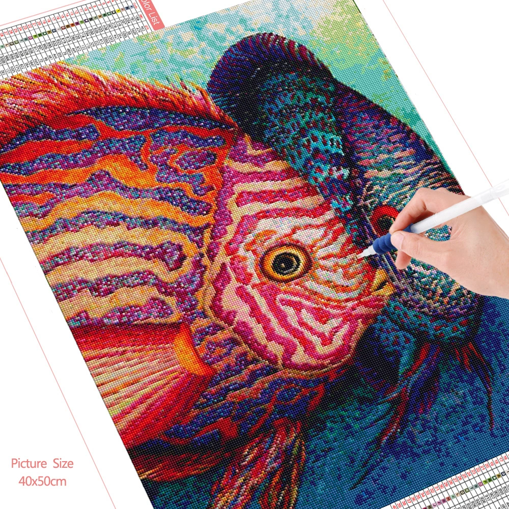 Rubik S Cube Round Diamond Painted Fish Diamond Painting