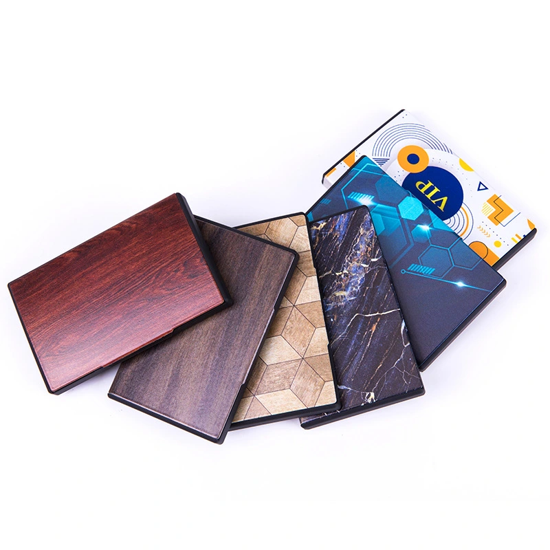 Fashion Wood Grain Card Holder Business Card Case