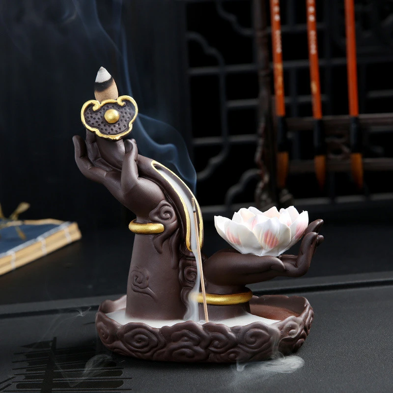 Creative Zisha Ruyi Bergamot Ceramic Backflow Incense Burner