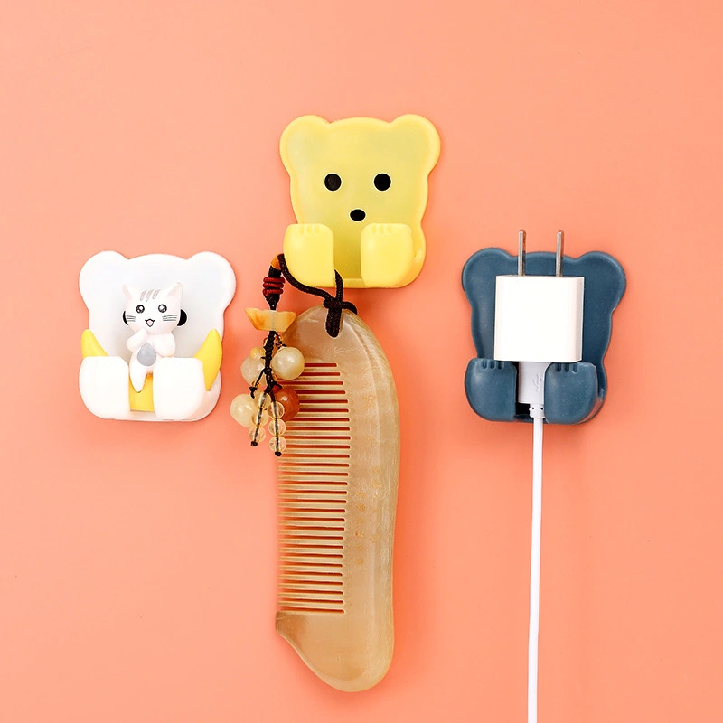 Punch Free Power Socket Hook Strong And Seamless Cartoon Plug Hook Kitchen Bear Plug Storage Hook