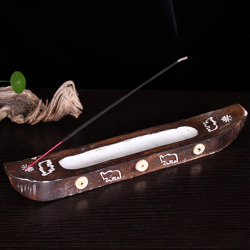 Handmade Sour Wood Ship - Shaped Solid Wood Line Incense