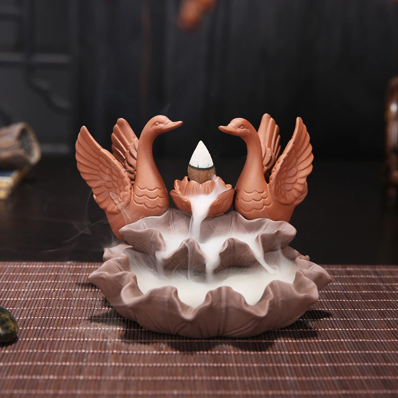 Creative Zisha Backflow Incense Burner Ceramic Crafts Swan Home Furnishings