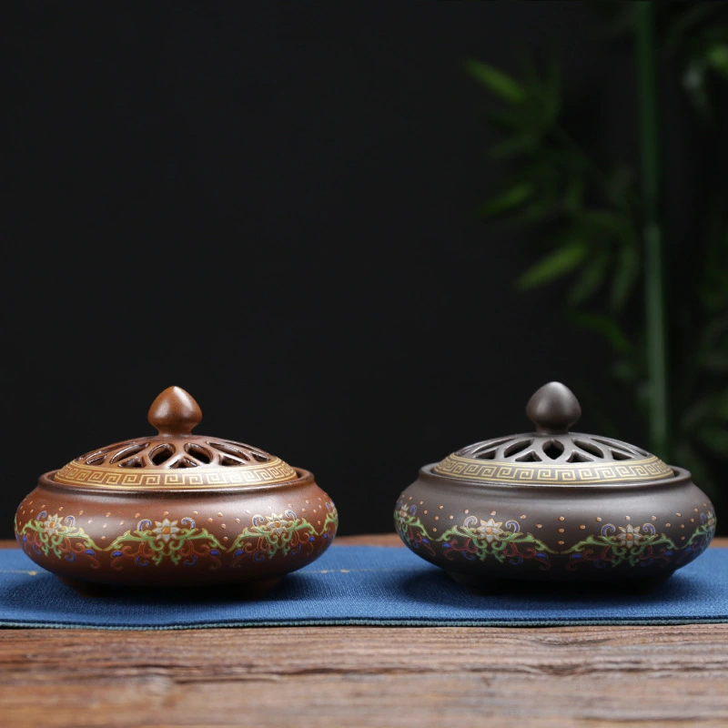 Ceramic Blue Incense Burner Handicraft Ornaments Backflow Aroma Diffuser Creative Home Bedroom Incense Stick Incense Road Enamel New Style