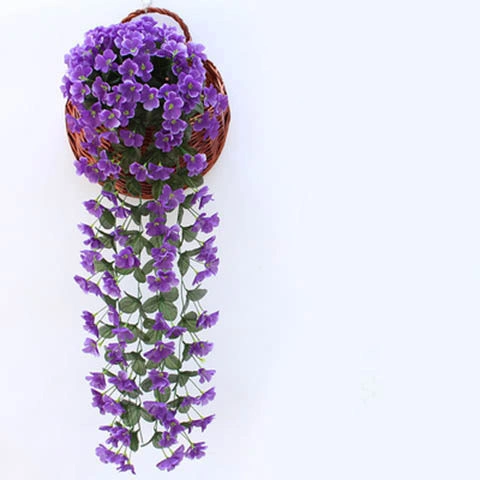 Wisteria Flower Hanging Basket Simulation Violet Rose Wall Fake Flower Simulation Bouquet