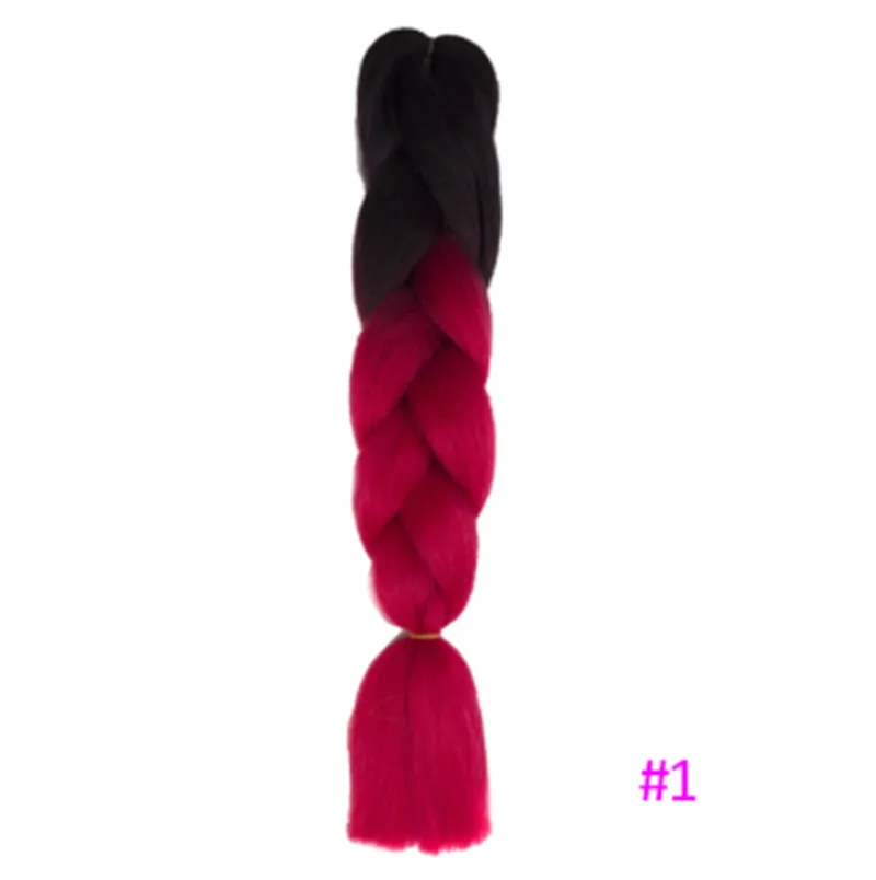 Black Wig Hair Extension High Temperature Silk Braid Gradient Color