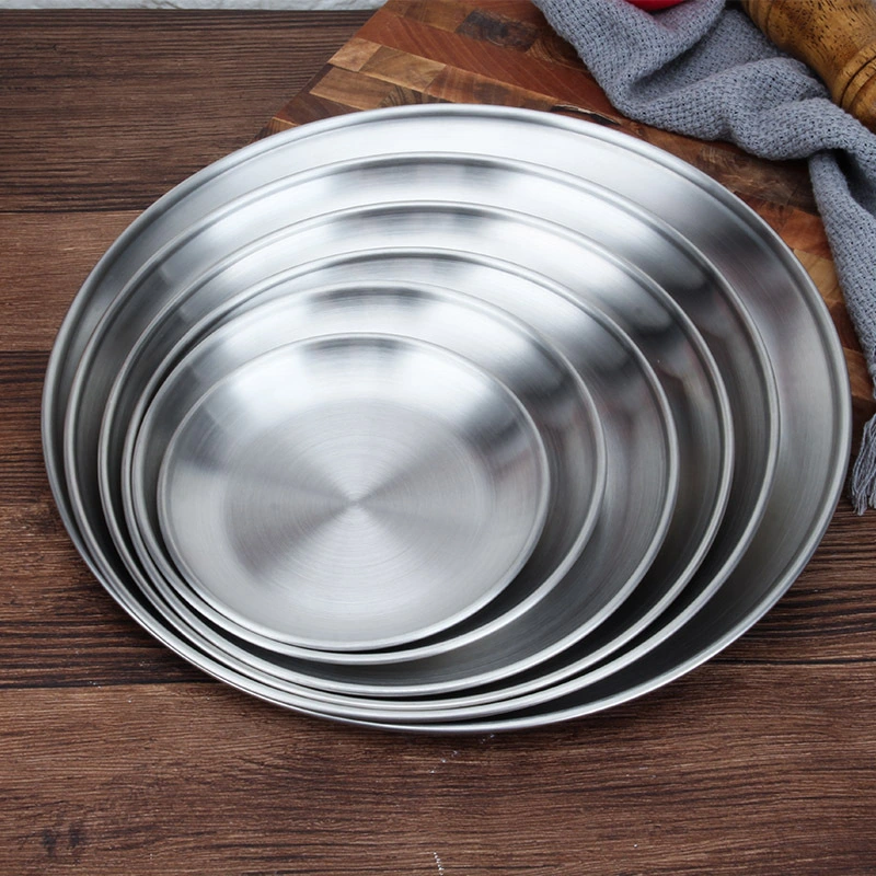 Stainless Steel Thickened Round Plate Golden Coffee Shop Tray Fruit Plate