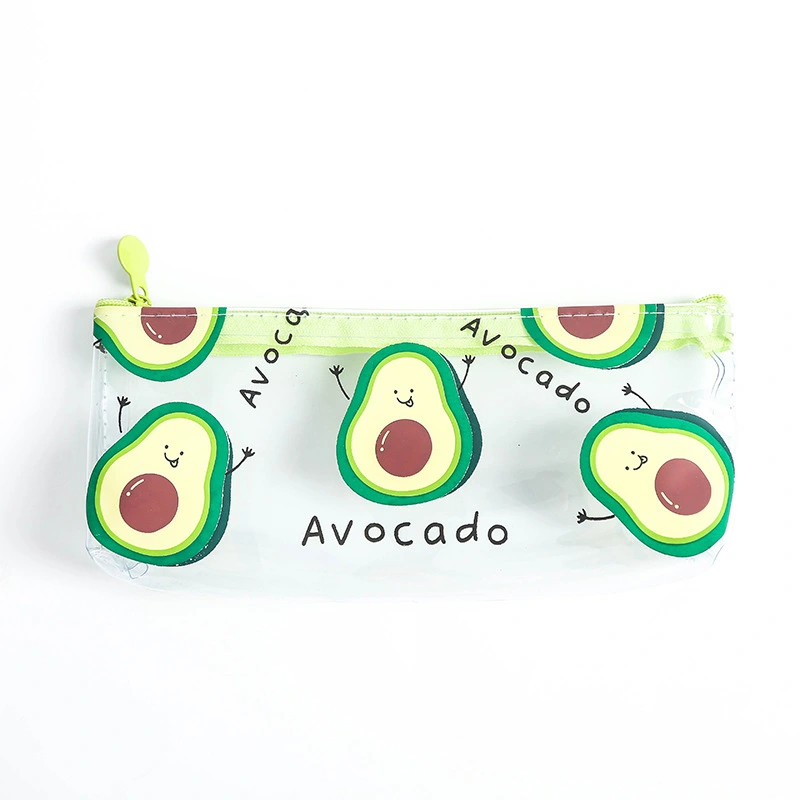 Japanese Stationery Avocado Quicksand Transparent Female Ins Wind Simple Portable Large-Capacity Storage Bag Pen Case