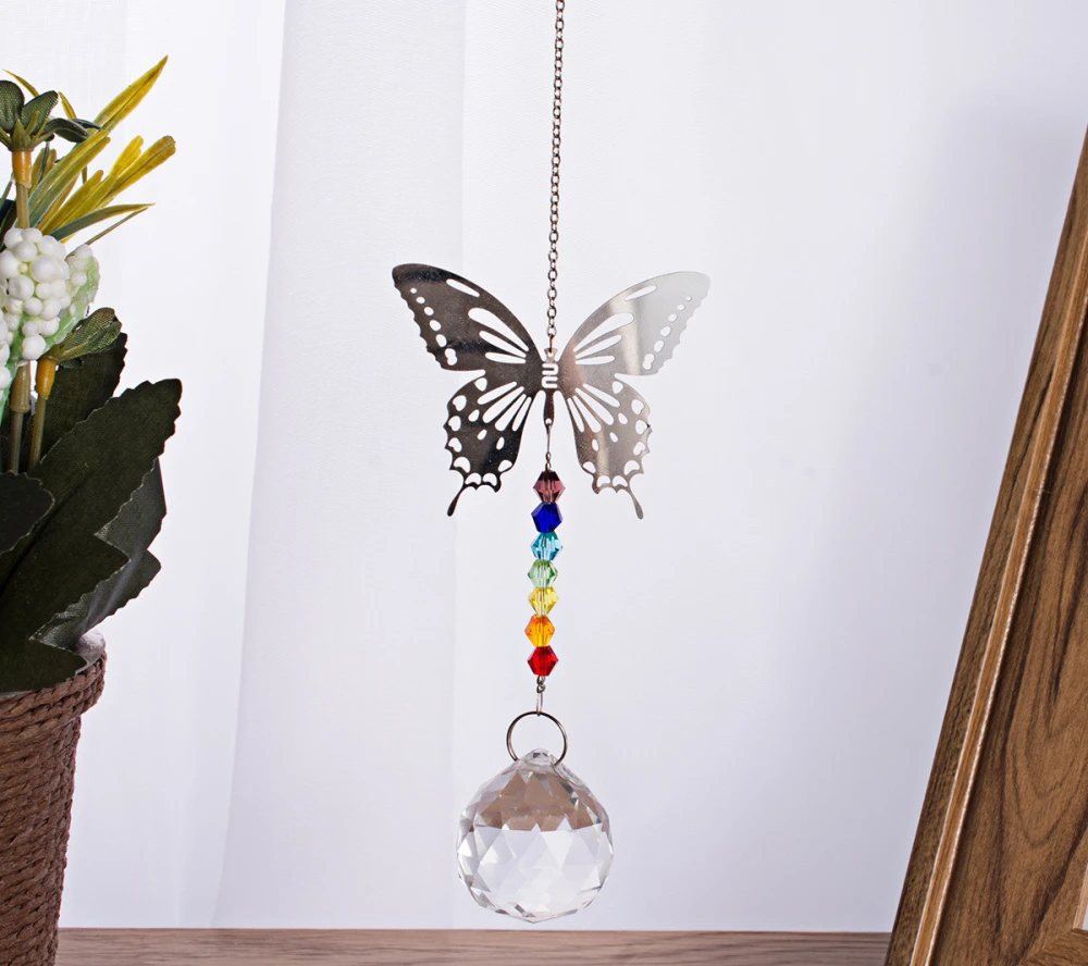 Crystal Metal Butterfly Maple Leaf Pendant Lamp Ball Pendant Diy Animal Cartoon