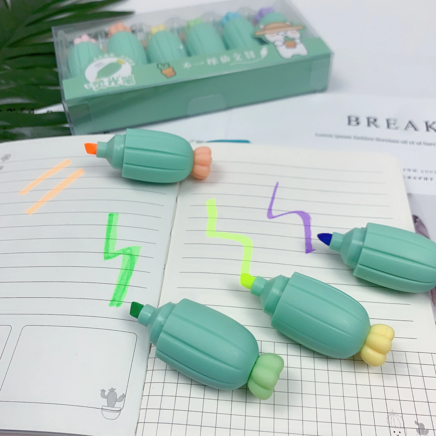 Creative Cute Cartoon Fluorescent Pen Student Mark Color Marker Mini Hand Account Pen Set