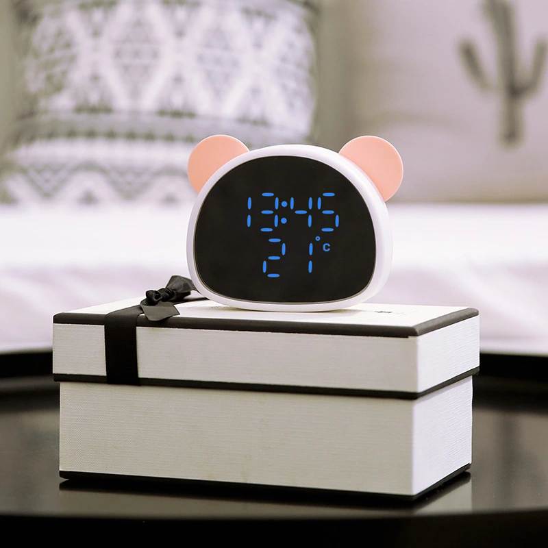 Creative Panda Alarm Clock, Multifunctional Mirror Clock, Tape Voice Control, Usb Night Light Charging, Snooze Desk Clock