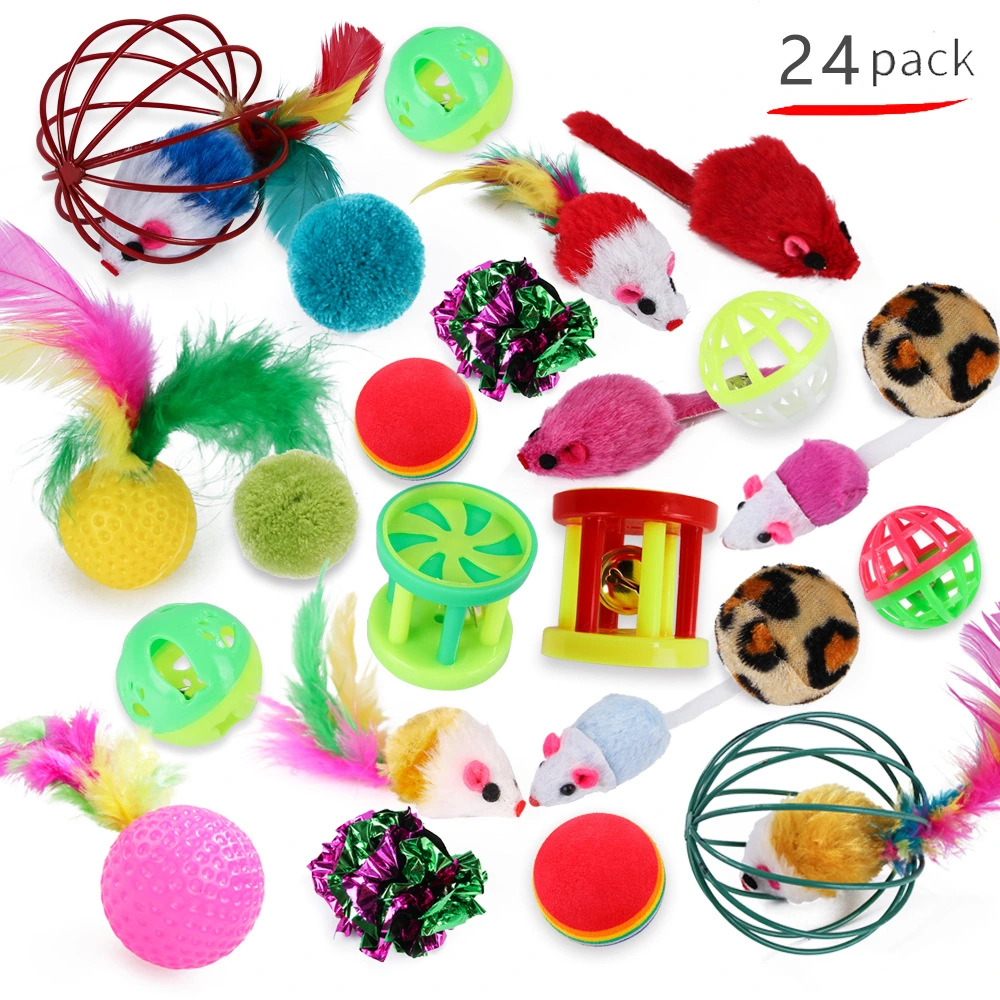 Pet Cat Variety Combination 24 Piece Set Toy Bell Ball Feather Toy Spree