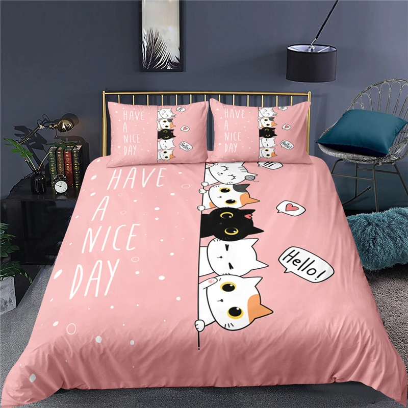 Three-piece Bedding Kitty Series Quilt Cover And Pillowcase