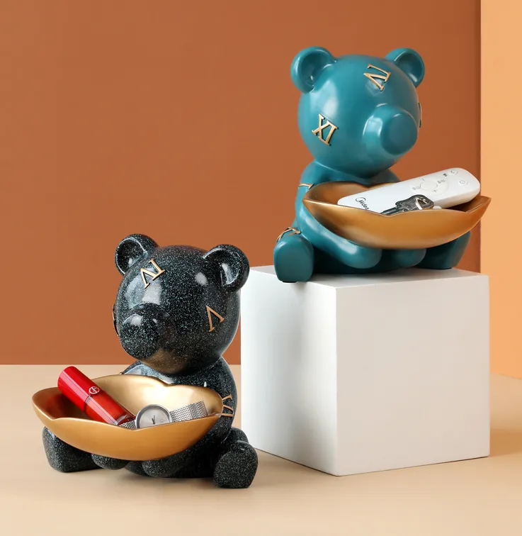 Cute Bear Snack Storage Box Creative Entrance Key Remote Control Box Home Decoration