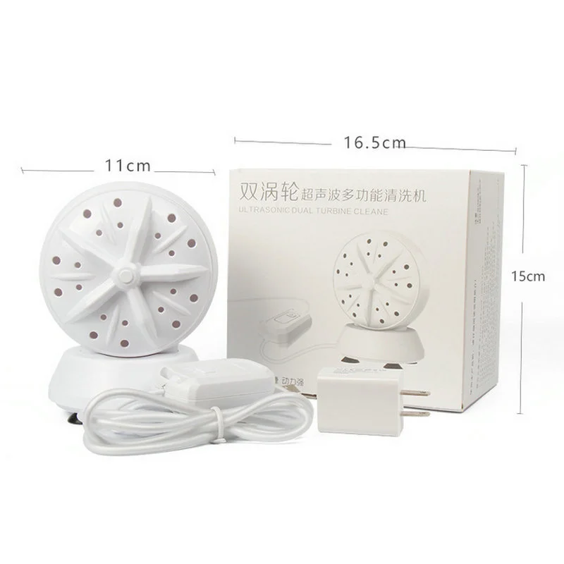 Mini Portable Ultrasonic Double Turbo Washer