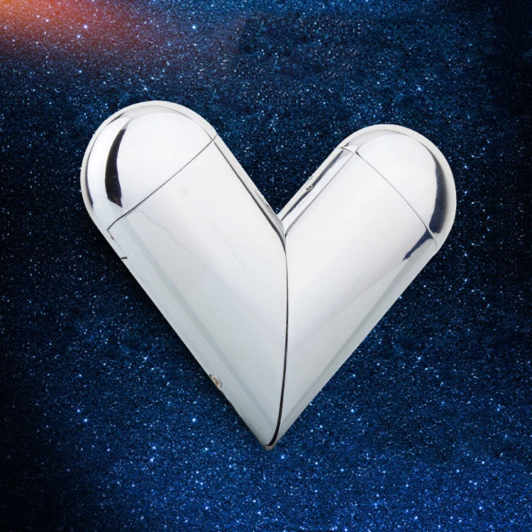 Heart Shape Gas-Electric Folding Lighter USB Electronic Charging  Plasma Lighter Flame Butane Gas Lighter Gadgets For Lover