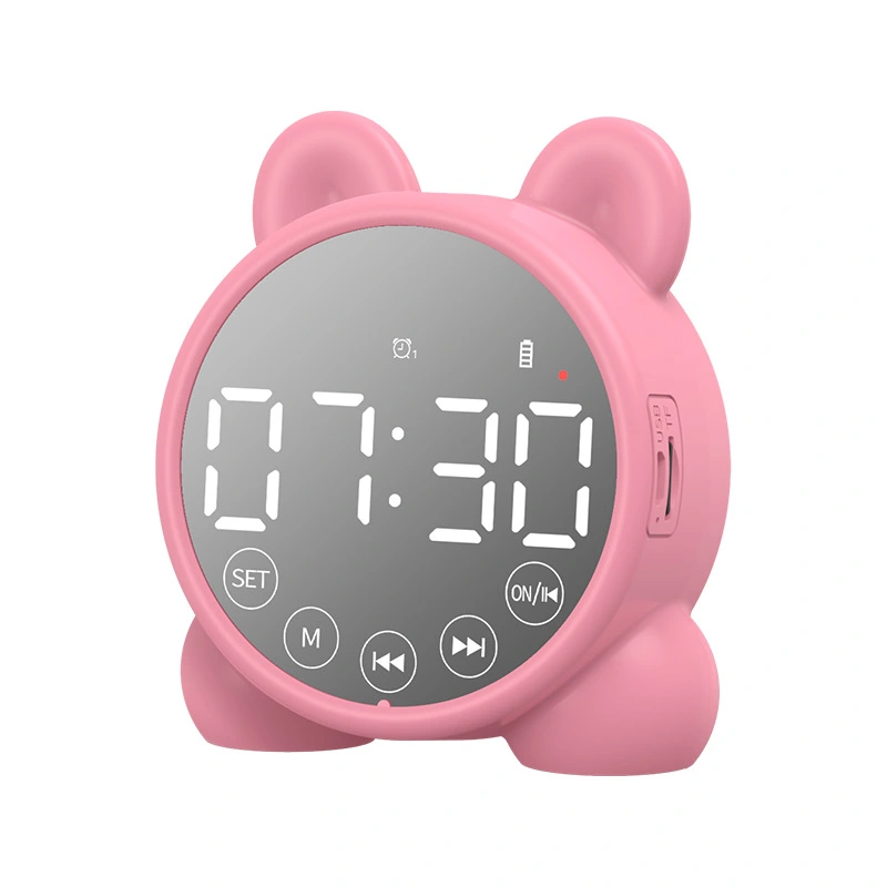 Kids Alarm Clock Bluetooth Speaker Bedside Alarm Clock,Mirror Digital Wake-Up Timer,Kids Sleep Trainer