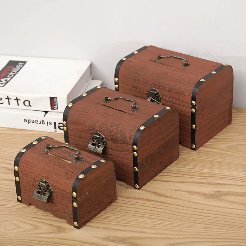 Retro Treasure Box Wooden Box Piggy Bank