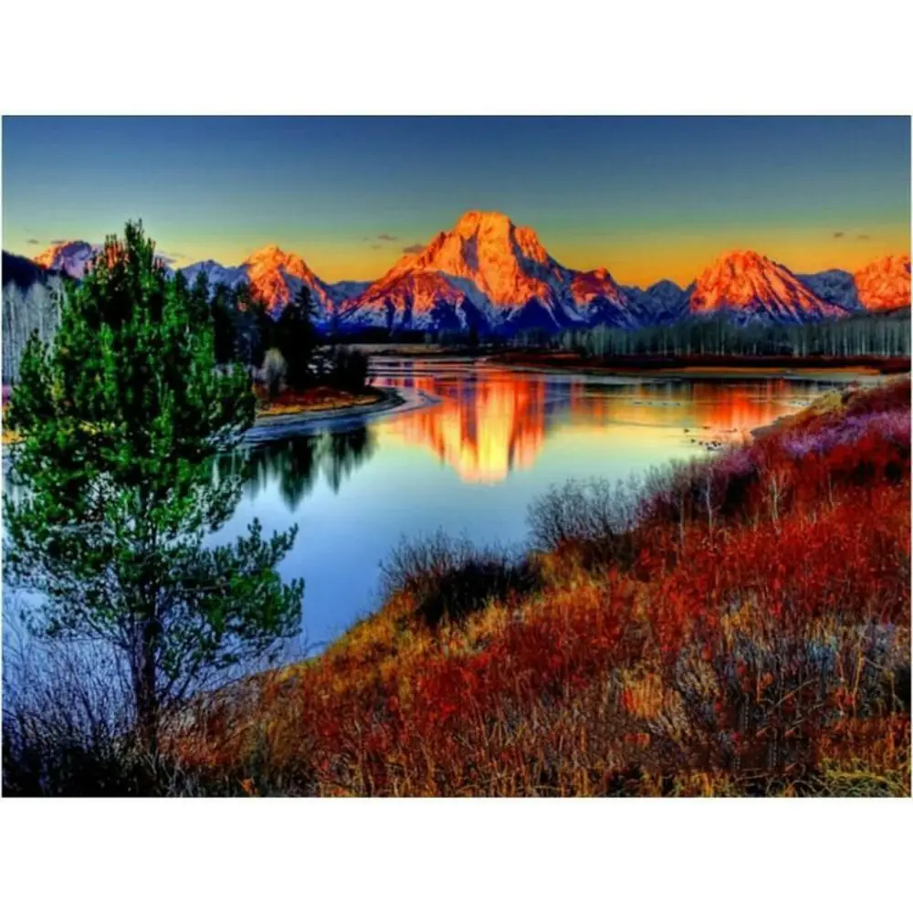 Snowy Mountains In The Sunset-DIY Painting By Digital Kit