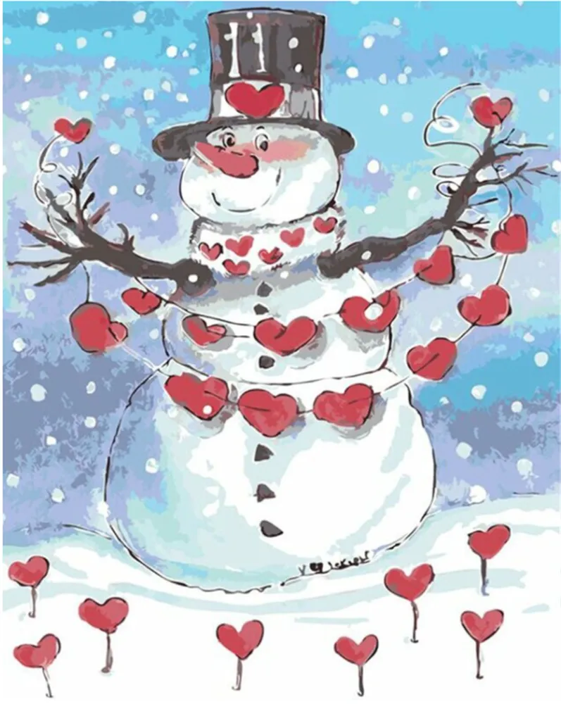 Snowman In Love-Digital Tool DIY Painting