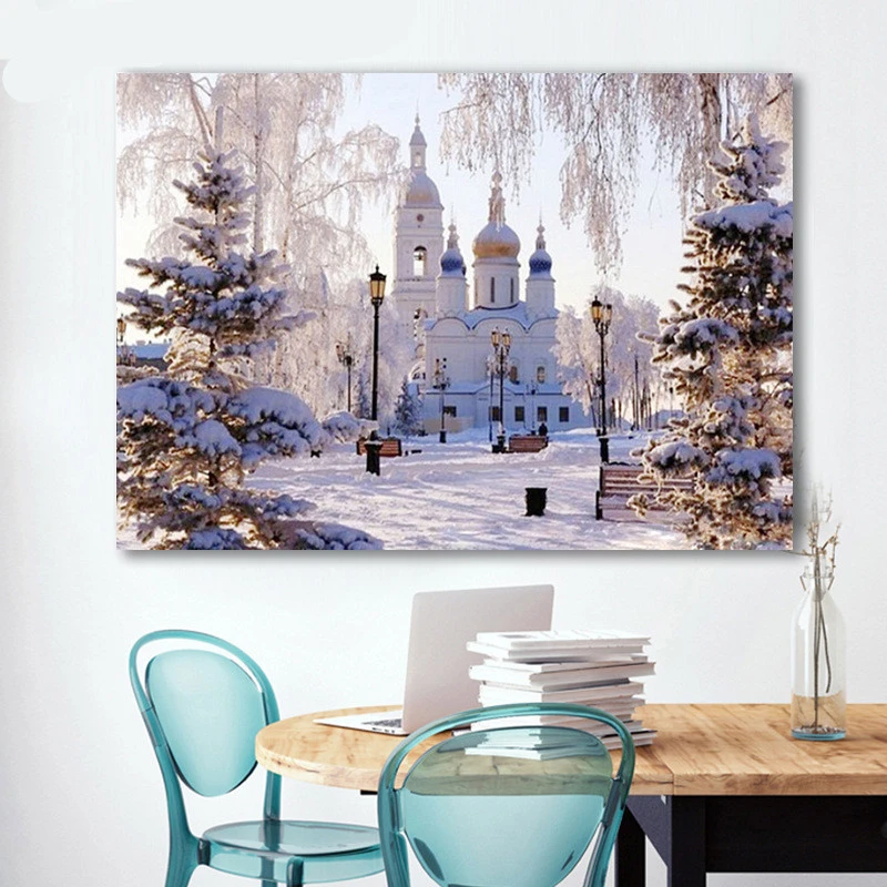 Digital Oil Painting Hanging Wall Painting Castle In Living Room