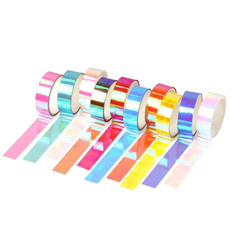 Colorful Laser And Paper Tape, Cute Solid Color Rainbow Gradient Color