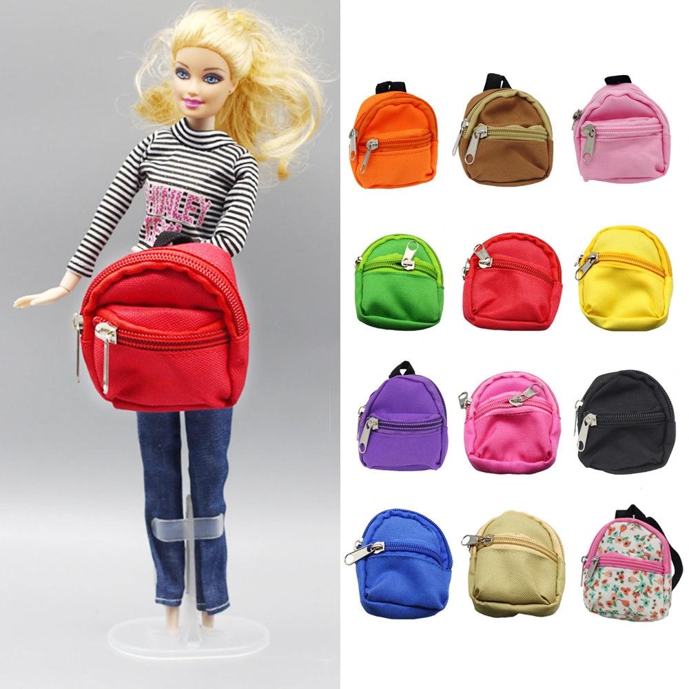 Doll Dress Up Backpack Small Ragdoll School Bag Two-layer Canvas School Bag