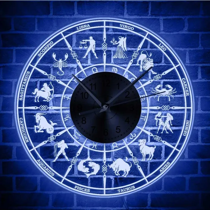 Twelve Constellations Portrait Transparent Acrylic Wall Clock