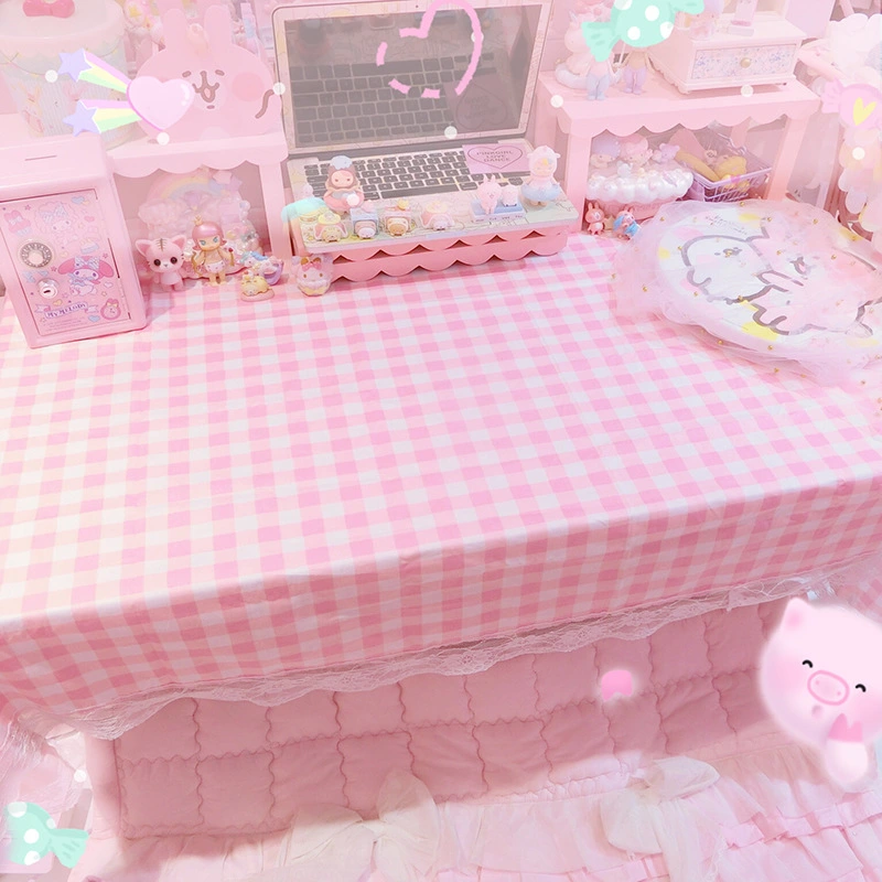 Girly Heart Harajuku Style Cute Plaid Tablecloth