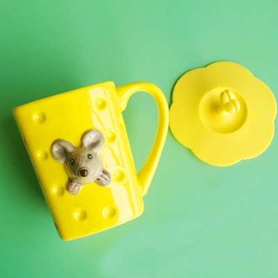 Cute Ceramic Cheese Cup With Lid