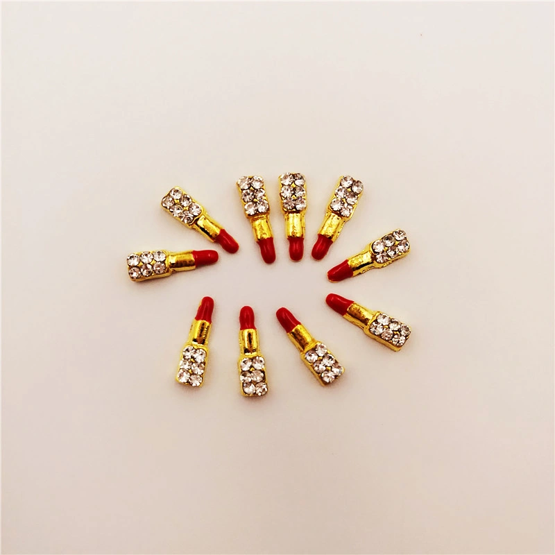 Metal Drop Oil Pearl Flower Lipstick Alloy Nail Art