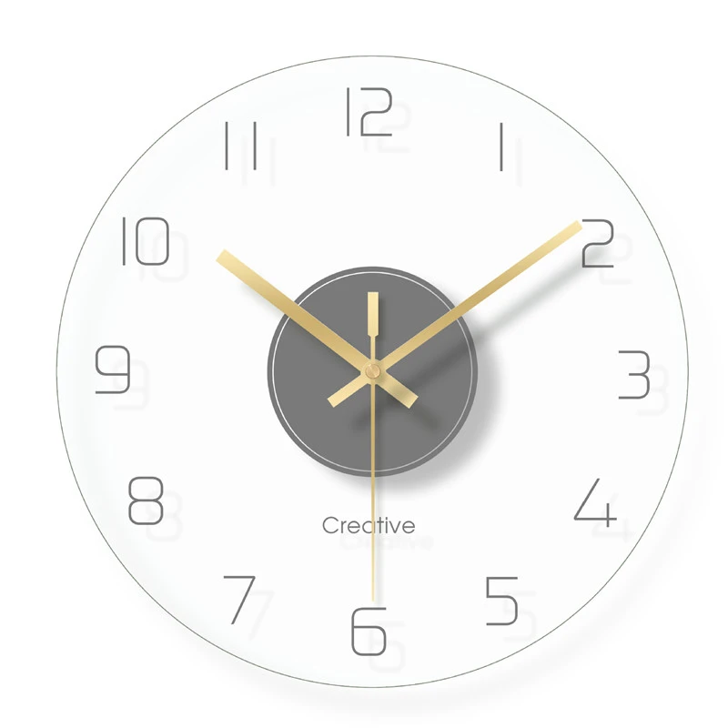 Simple And Stylish Transparent Glass Wall Clock Living Room Bedroom Silent Clock Wall Watch