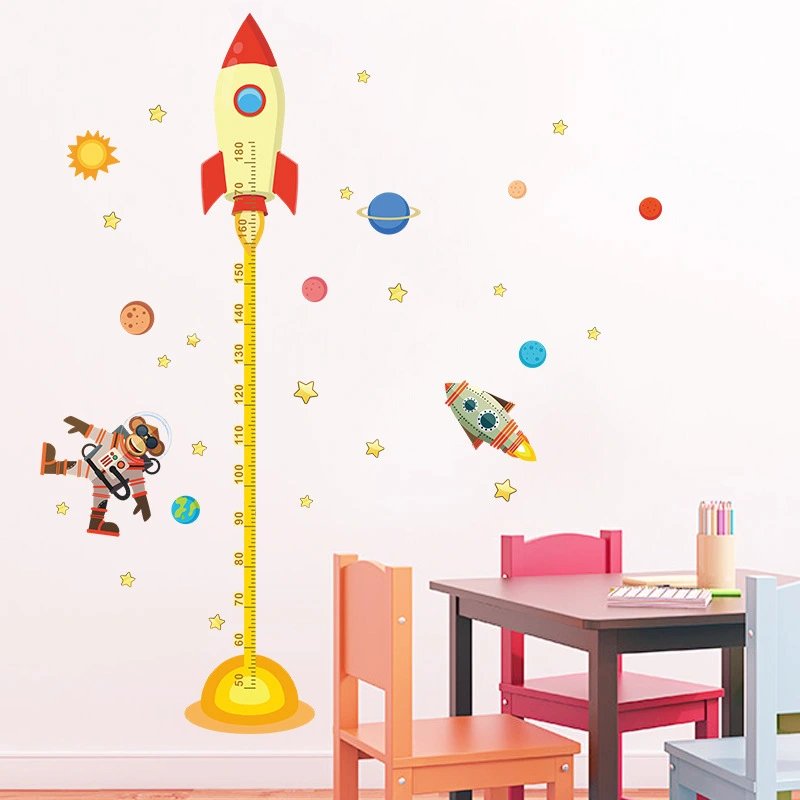 Children's Room Kindergarten Living Room Bedroom Height Stickers Wall Stickers Height Space Rocket Stickers