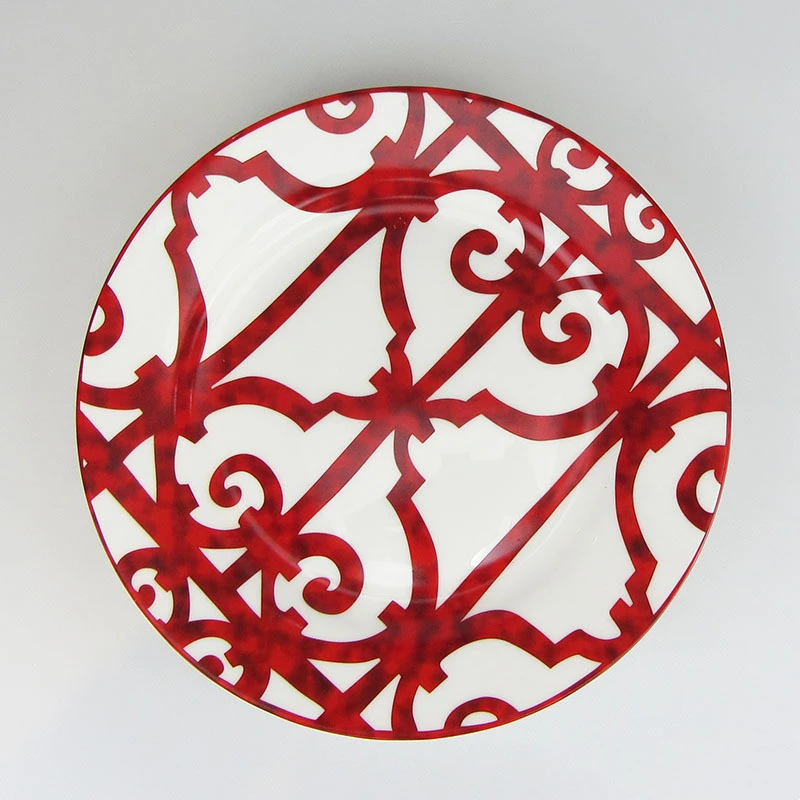 Red Iron Window European Style Home Ceramic Western Plate Steak Plate