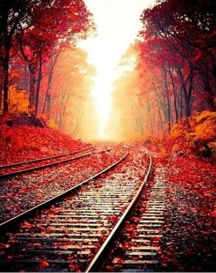 Autumn Railroad - DIY Painting By Numbers Kit