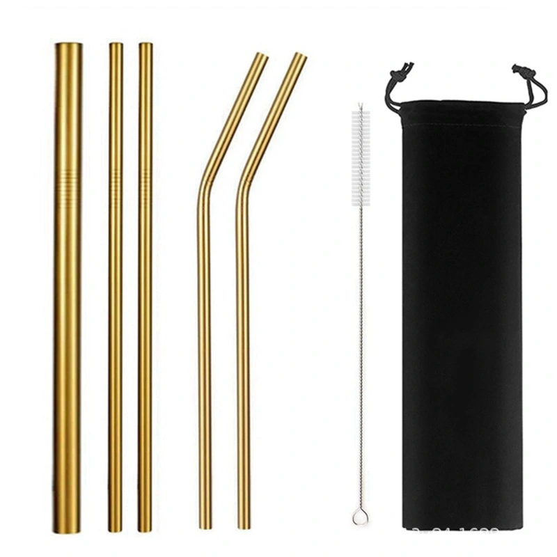 5 Sets Of 304 Stainless Steel Straws