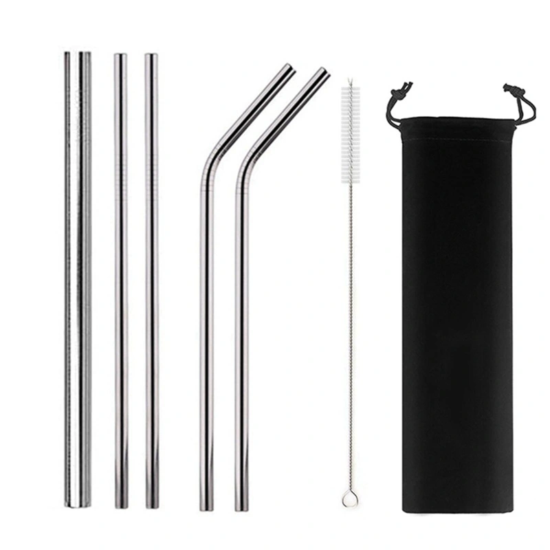 5 Sets Of 304 Stainless Steel Straws