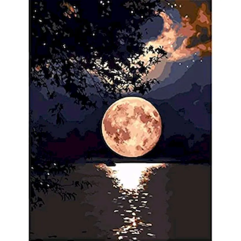 Moon Painting By Digital Landscape Hand Painting Kit Canvas Painting