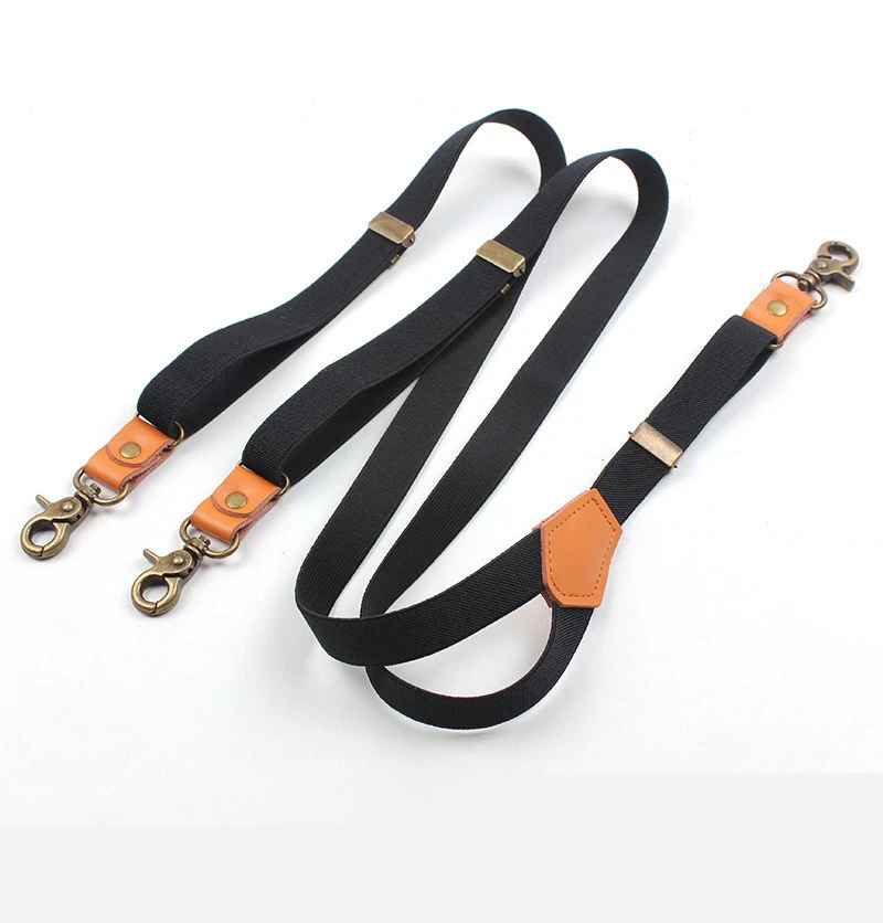 Suit Pants Shoulder Straps Black Y Strap Clip Three Clips Hook Buckle Suspenders