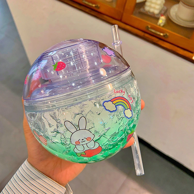 Creative Spherical Straw Cup High-value Student Plastic Cup