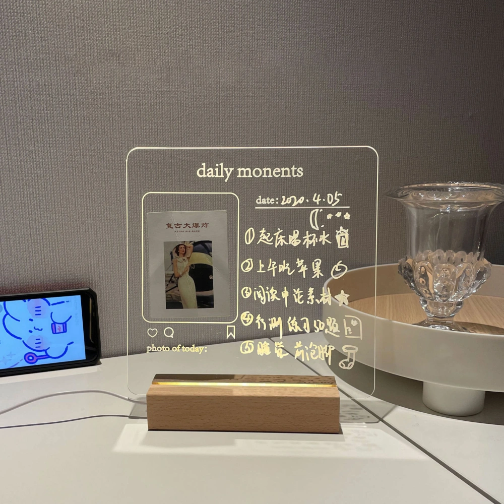 Transparent Luminous Note Board Desktop Acrylic Rewritable Message Board