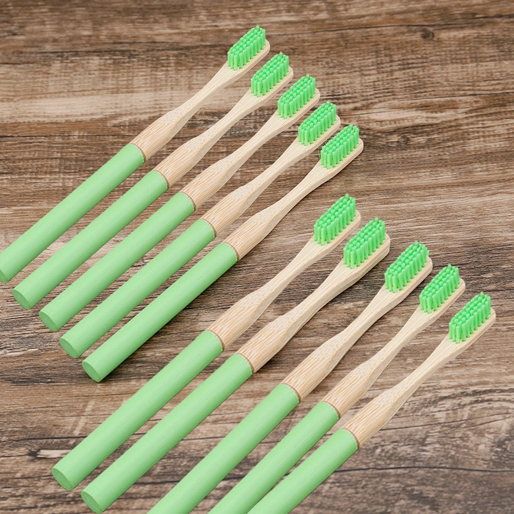 Bamboo Toothbrush With Colorful Round Handle And Removable Head