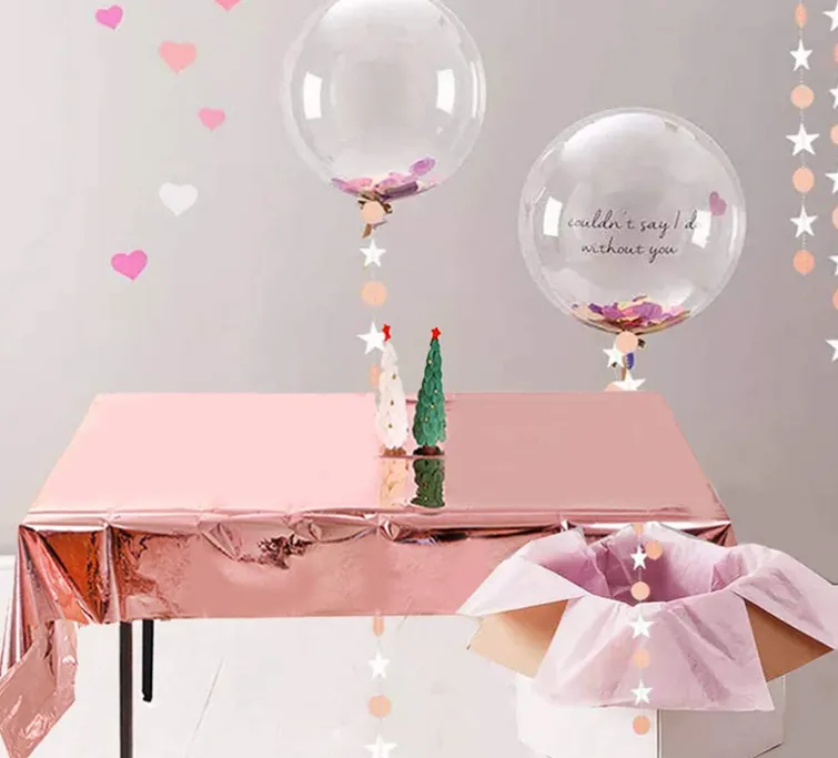 Cross-border PET Shiny Rose Gold Tablecloth Birthday Party