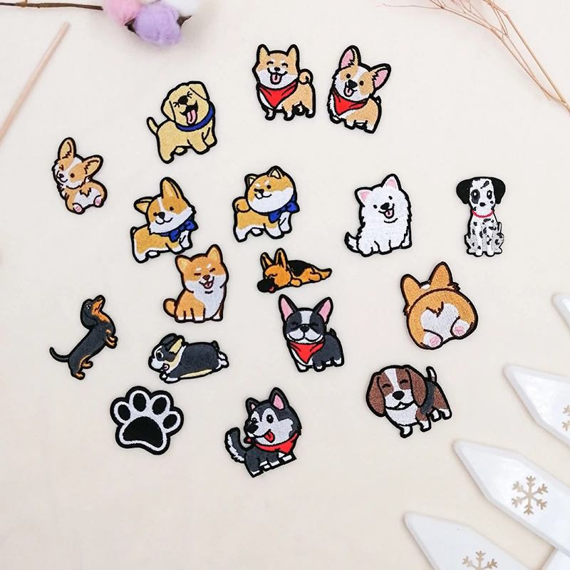 Cute Dog Computer Embroidered Cloth Stickers Mobile Phone Decoration