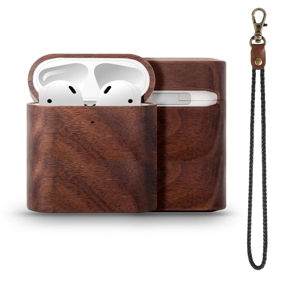 Compatible with Apple, Protective Case Pro Solid Wood Protective Shell Anti-scratch Wireless Bluetooth Headset Box