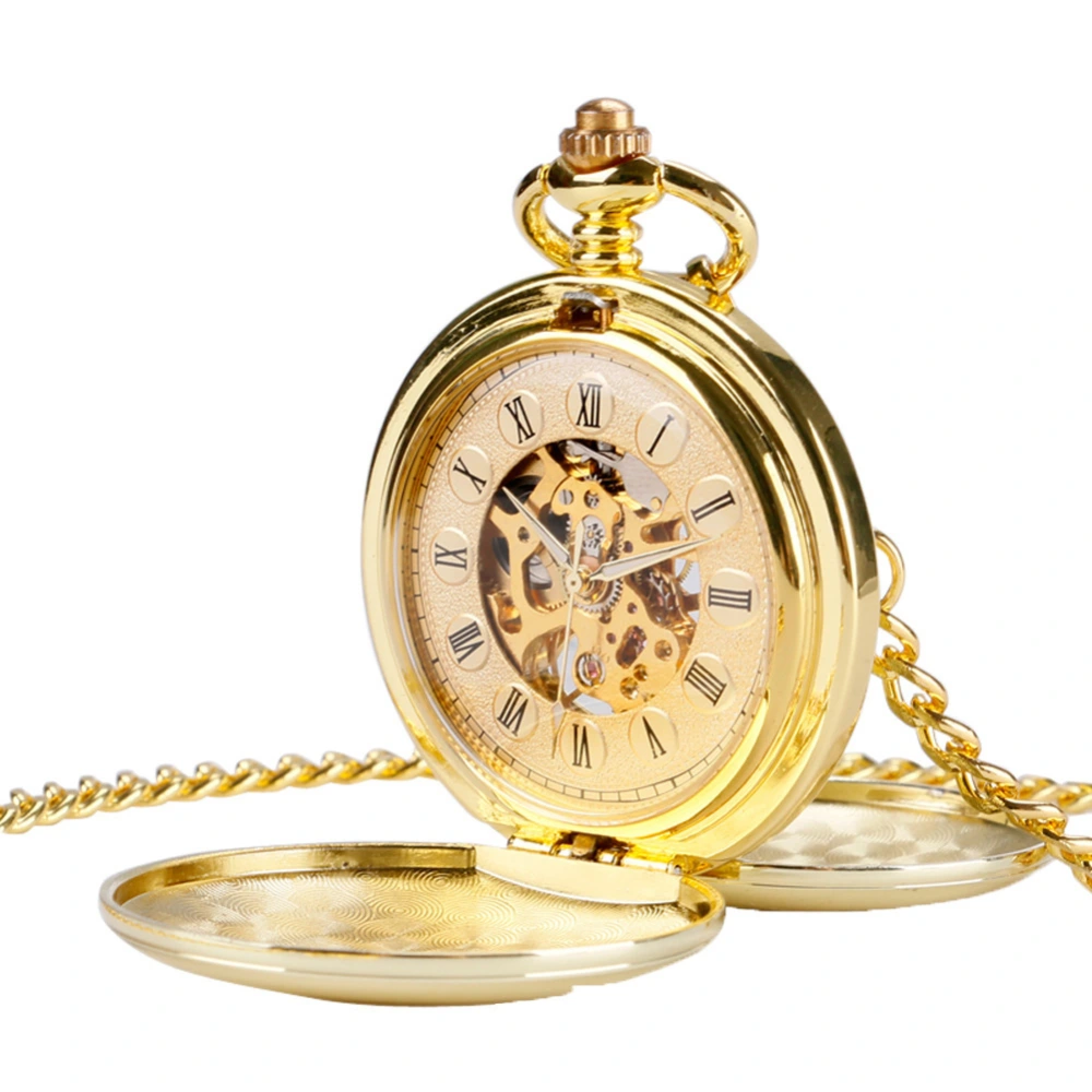 Classic Double-open Double-sided Light Roman Literal Retro Manual Mechanical Large Pocket Watch