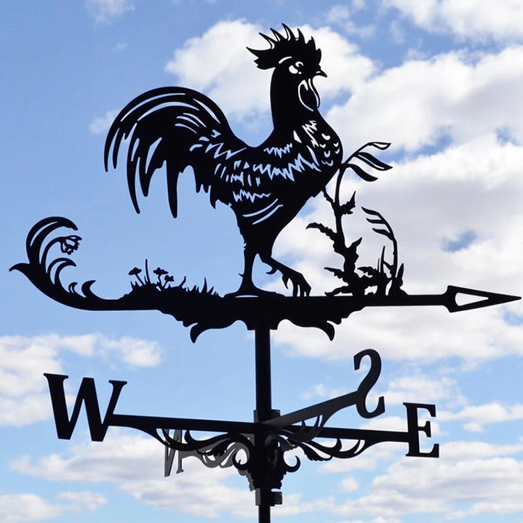 Black Rooster Shape Weather Vane