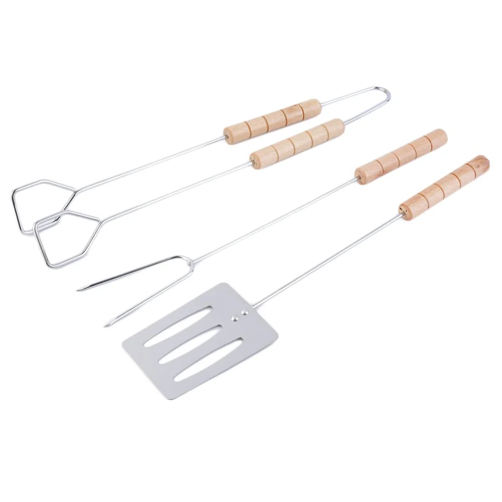 Stainless Steel Wooden Handle Barbecue Clip Barbecue Fork Barbecue Spatula Barbecue Tool Set