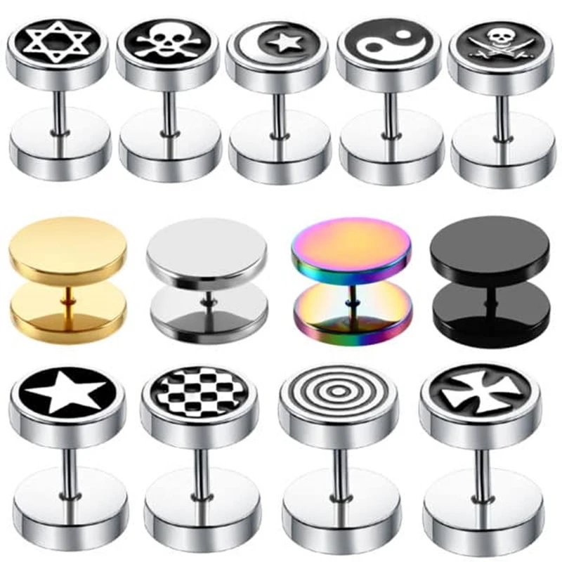 Titanium Steel Barbell Men's Earrings Fashion Dumbbell Earrings